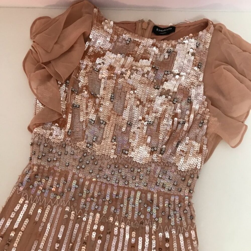 Bebe SEQUIN FLUTTER SLEEVE GOWN - Picture 6 of 8
